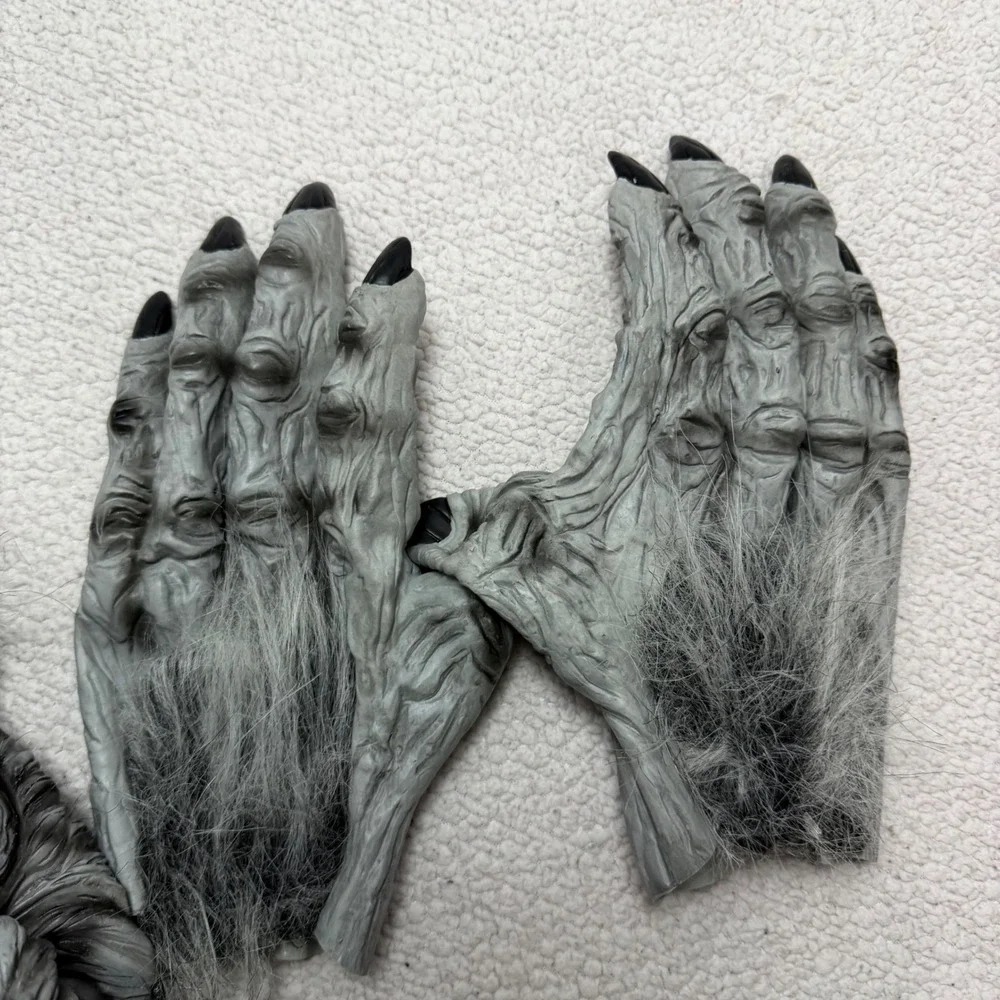 Spirit Halloween Grey Wolf Mask With Hands New w/Tag